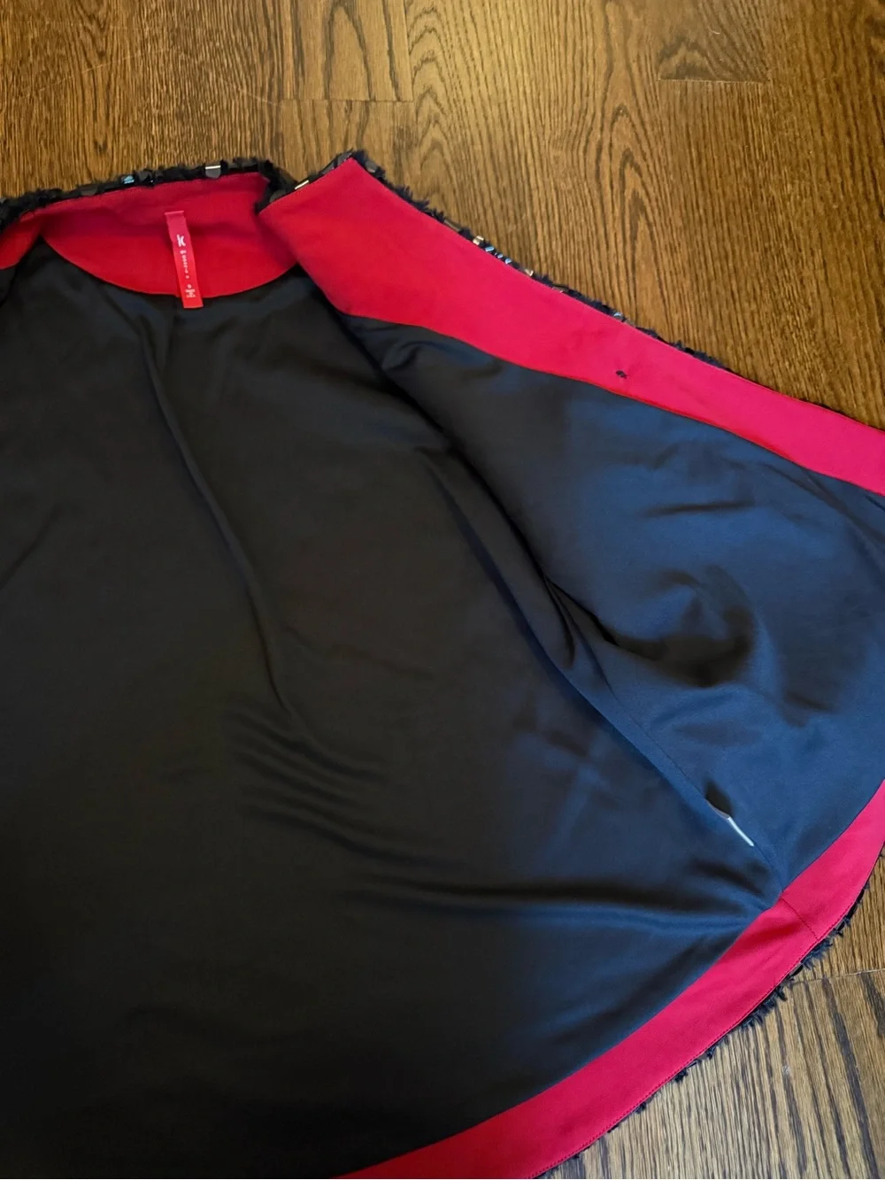 Black Sequin Women's Jacket with Pink Lining